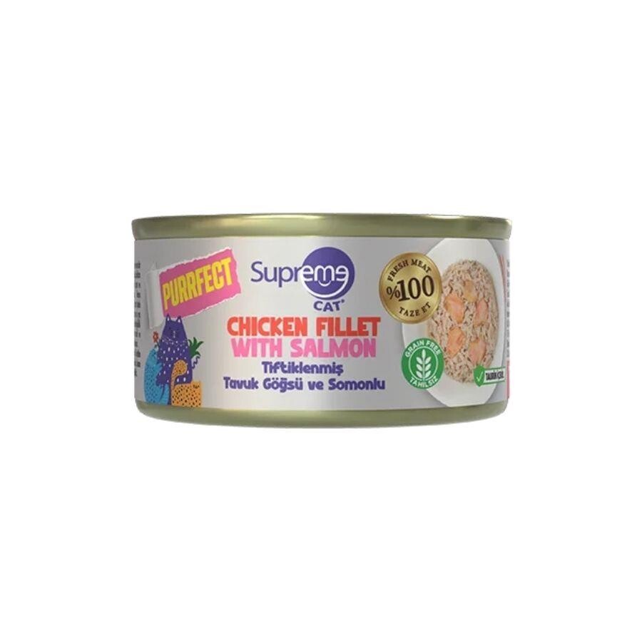 Supreme Cat Purrfect Tiftiklenmiş Tavuk Göğsü Ve Somonlu Yetişkin Kedi Konservesi 70 GR | SRC: Barcode: 8685038280000